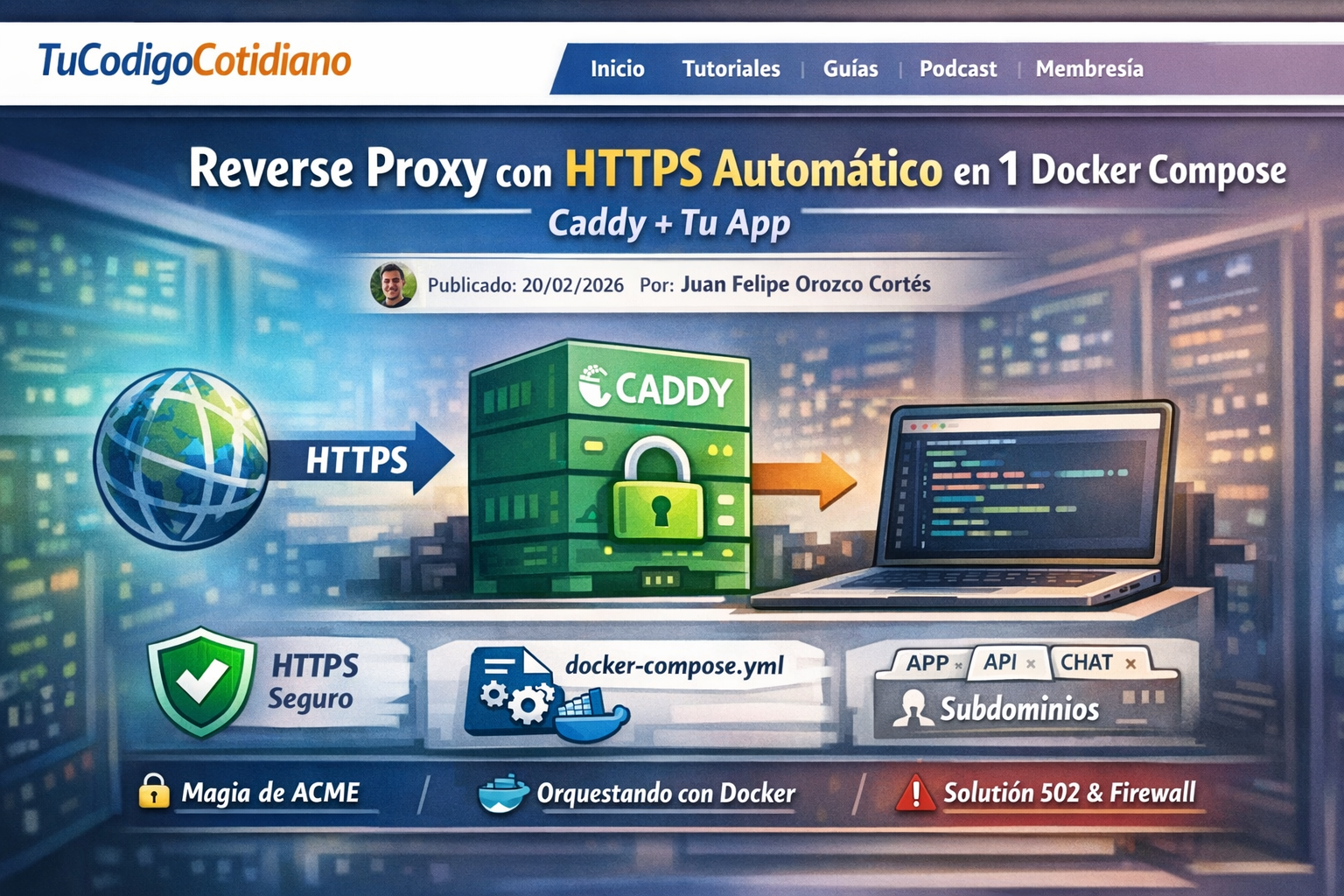 Reverse Proxy con HTTPS Automático en 1 Docker Compose (Caddy + Tu App)